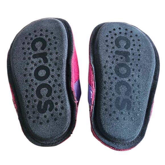 Crocs Toddler Felt Slip-On Shoes Pink Purple Comfort Casual Slippers Size 7 - Picture 7 of 8